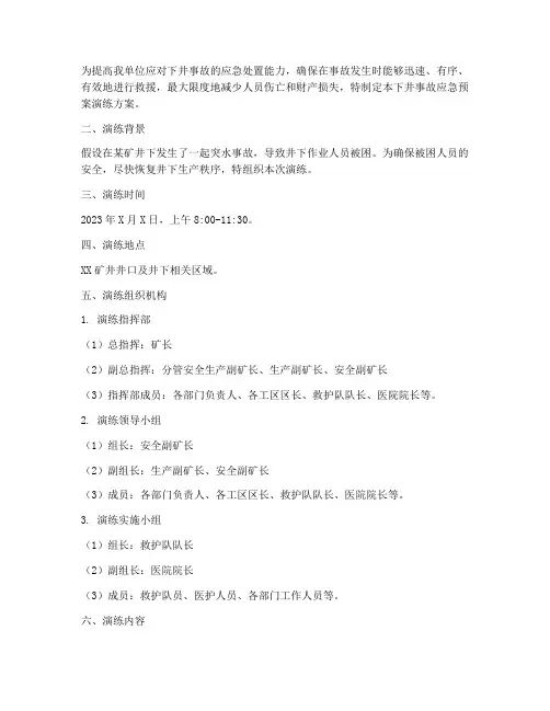 下井事故应急预案演练方案