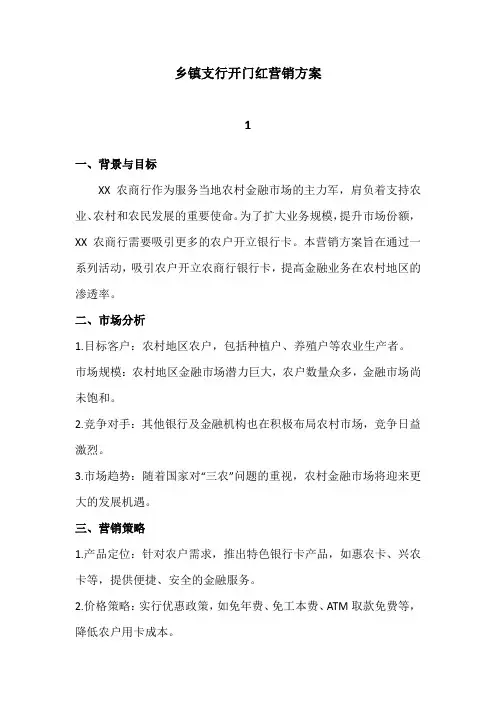 乡镇支行开门红营销方案(2个)