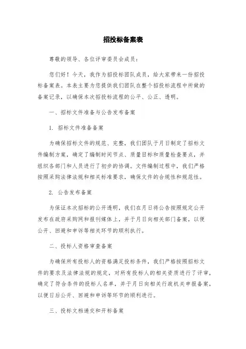 招投标备案表