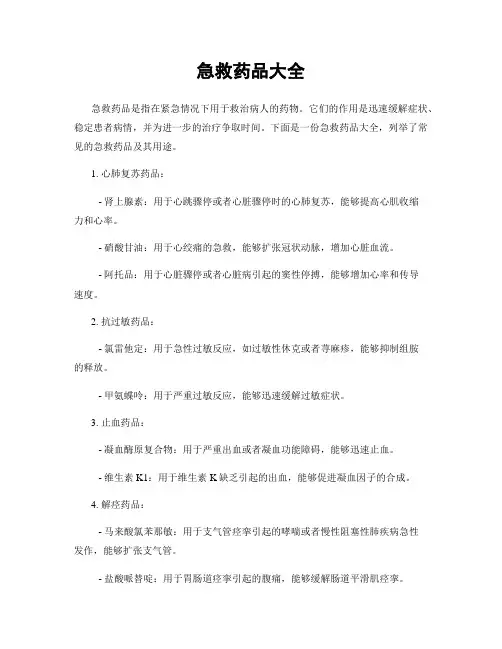 急救药品大全