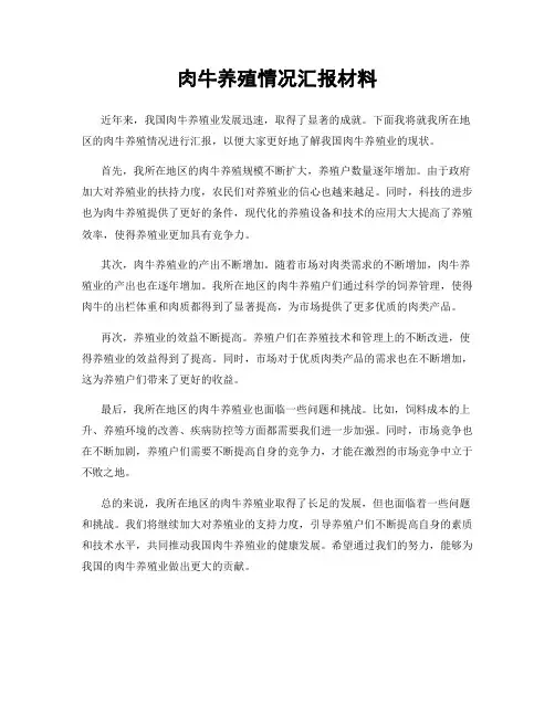 肉牛养殖情况汇报材料