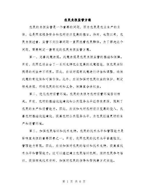 农民负担监管方案（2篇）
