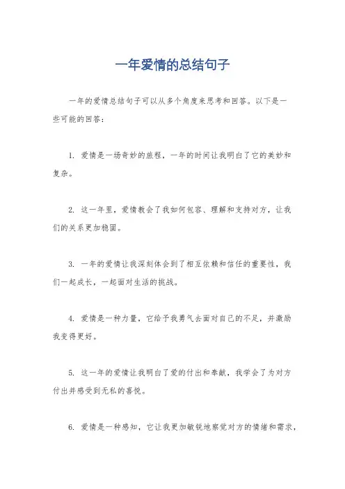 一年爱情的总结句子