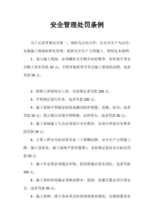 安全管理处罚条例