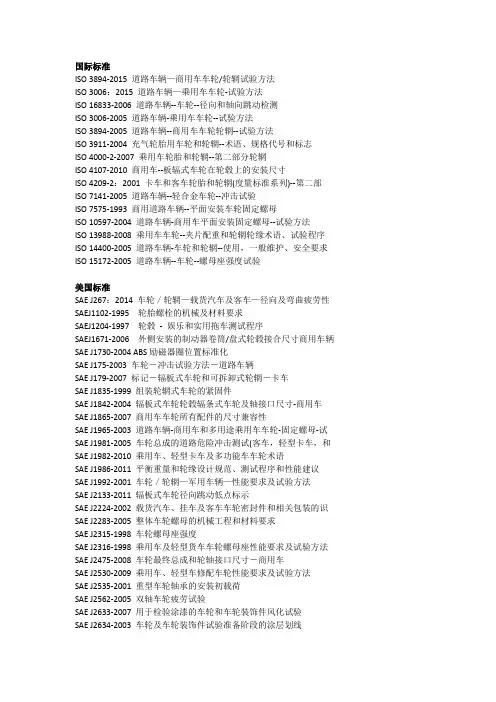 车轮相关标准