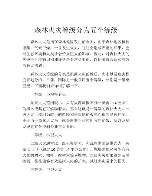 森林火灾等级分为五个等级