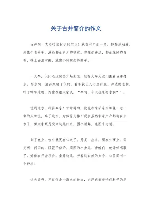 关于古井简介的作文