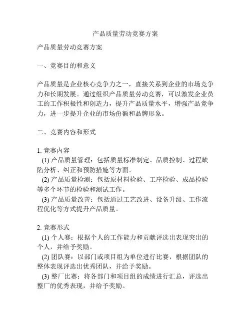 产品质量劳动竞赛方案