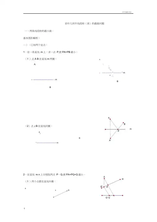 初中几何中线段和和差最值问题