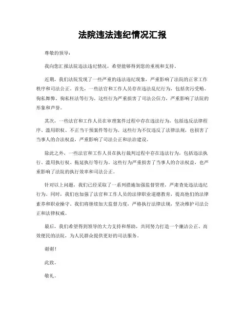 法院违法违纪情况汇报