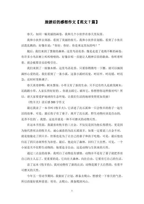 精选旅游后的感想作文【范文7篇】