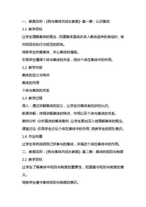 我与集体共成长教案
