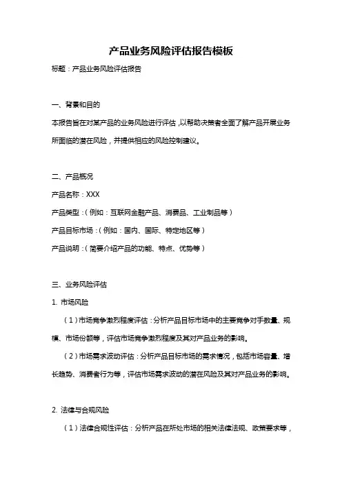 产品业务风险评估报告模板