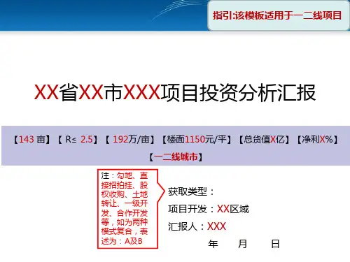 碧桂园项目投资分析汇报PPT模板(一二线城市模板)