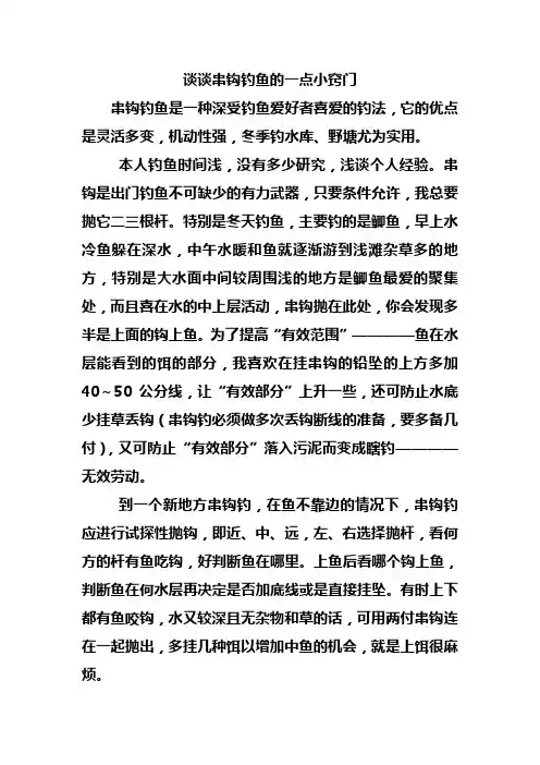 谈谈串钩钓鱼的一点小窍门