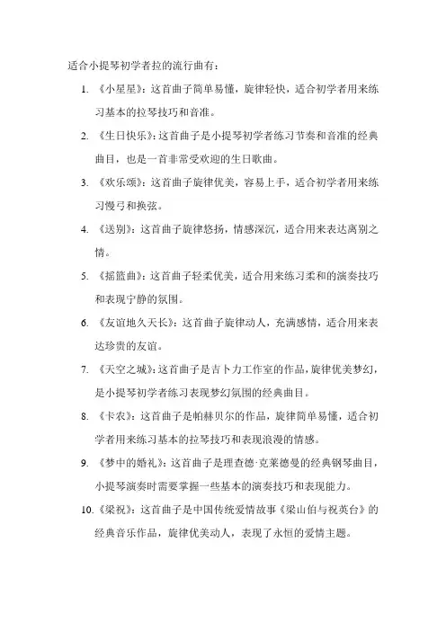 适合小提琴初学者拉的流行曲
