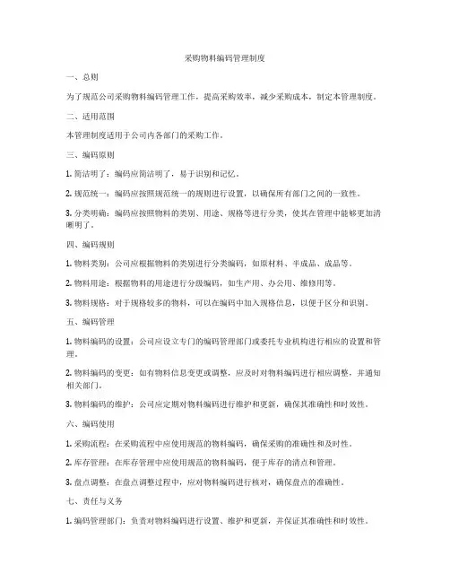 采购物料编码管理制度