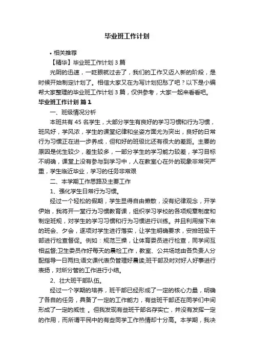 毕业班工作计划