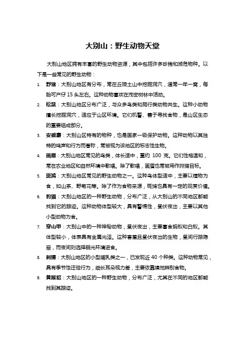 大别山：野生动物天堂