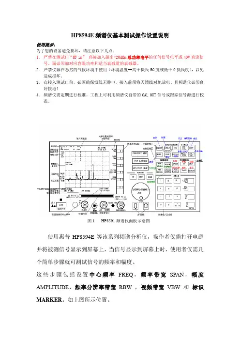 HP频谱仪测试设置步骤