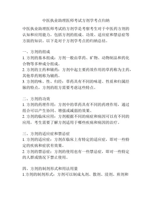 中医执业助理医师考试方剂学考点归纳