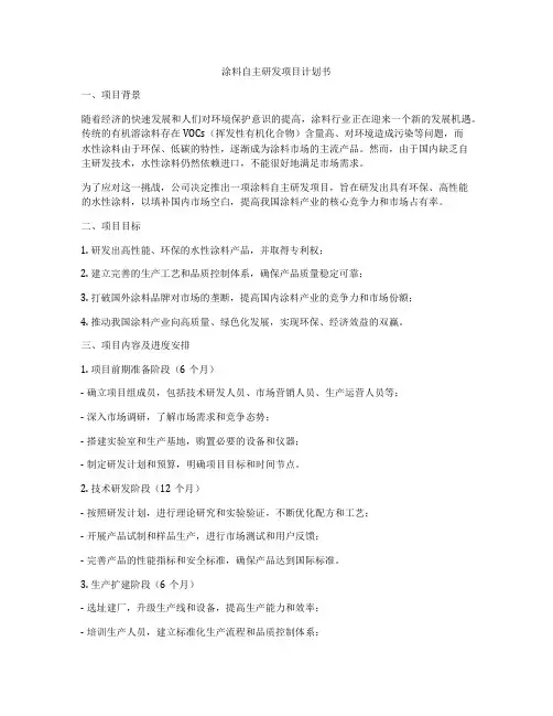 涂料自主研发项目计划书