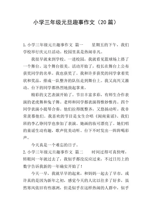 小学三年级元旦趣事作文(20篇)