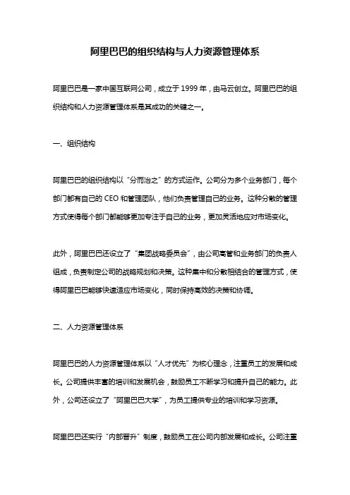阿里巴巴的组织结构与人力资源管理体系