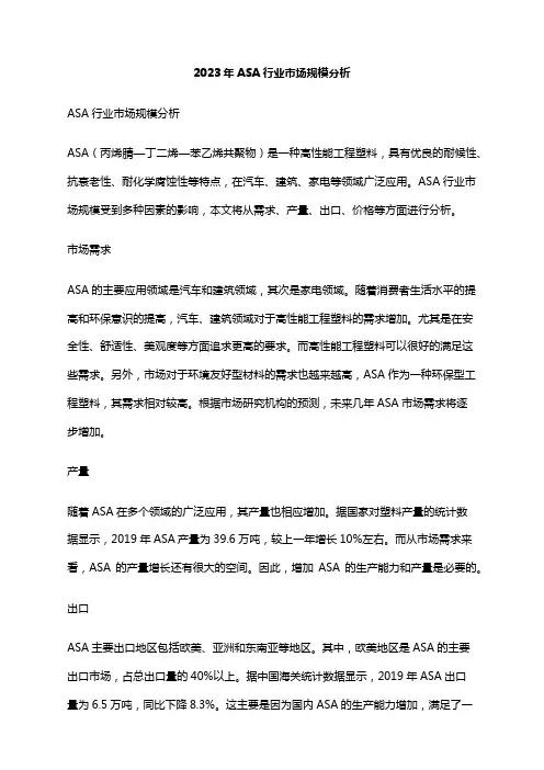 2023年ASA行业市场规模分析