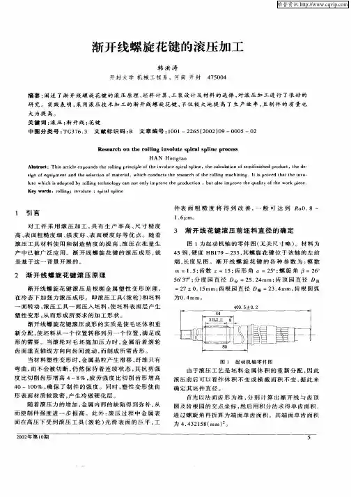 渐开线螺旋花键的滚压加工