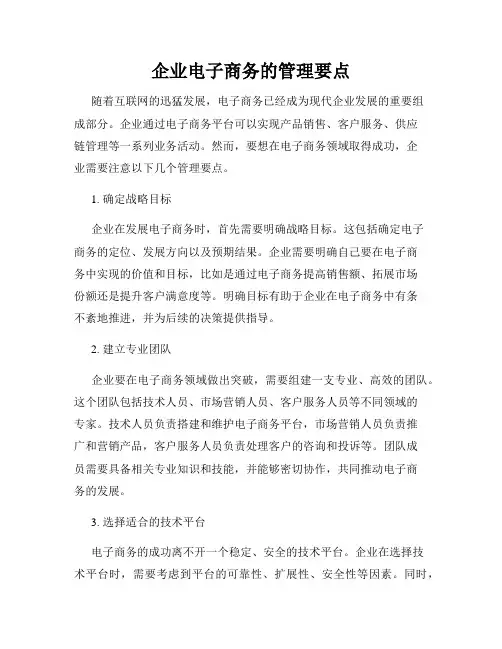 企业电子商务的管理要点