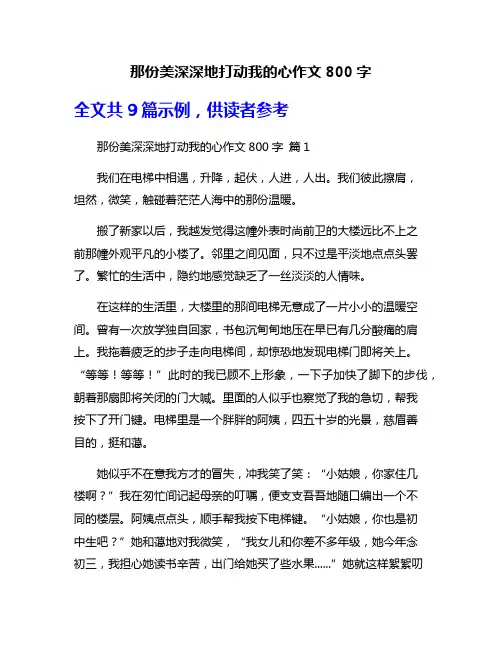 那份美深深地打动我的心作文800字