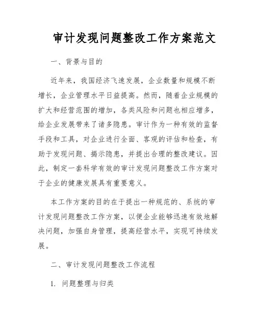 审计发现问题整改工作方案范文