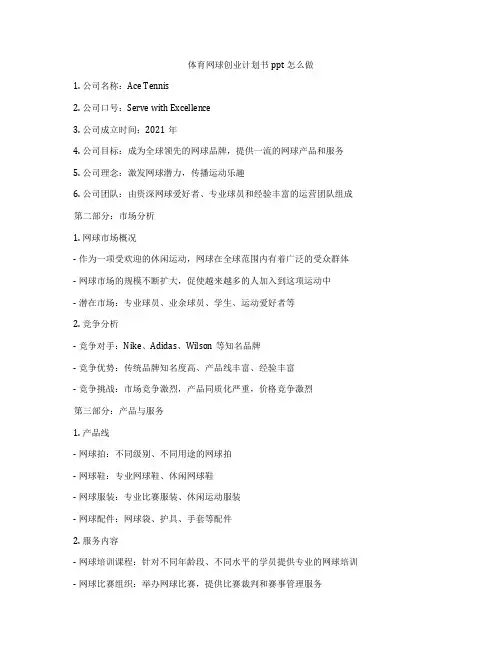 体育网球创业计划书ppt怎么做