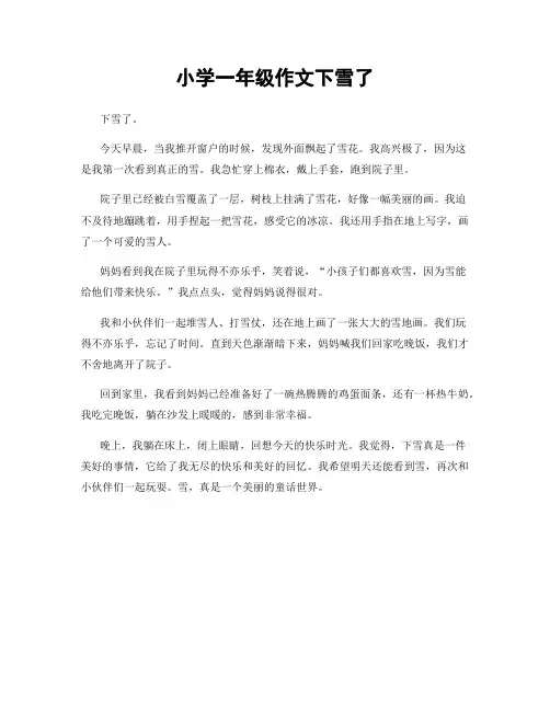 小学一年级作文下雪了