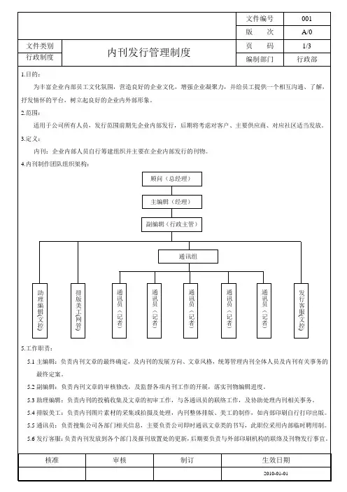 内刊发行管理制度