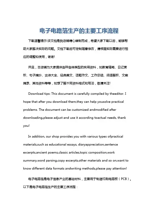 电子电路箔生产的主要工序流程