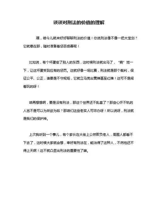 谈谈对刑法的价值的理解