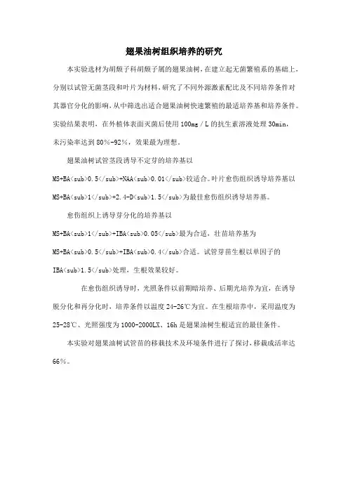 翅果油树组织培养的研究