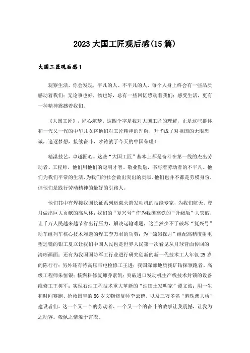2023大国工匠观后感(15篇)