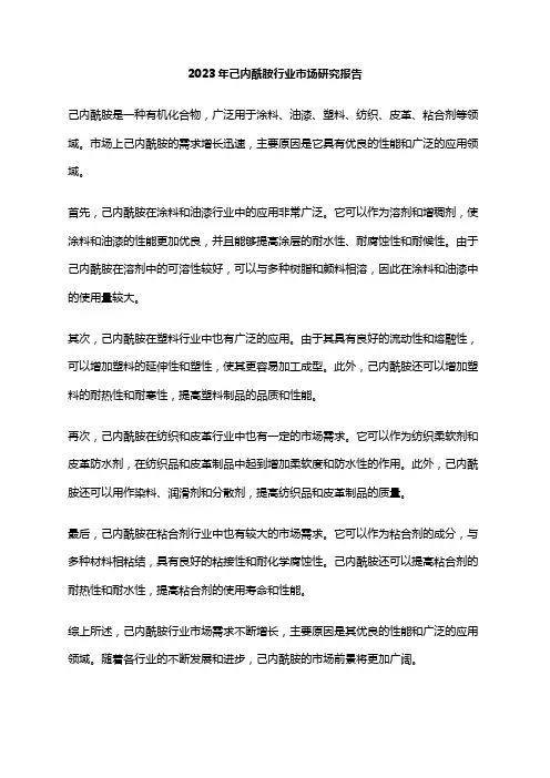 2023年己内酰胺行业市场研究报告