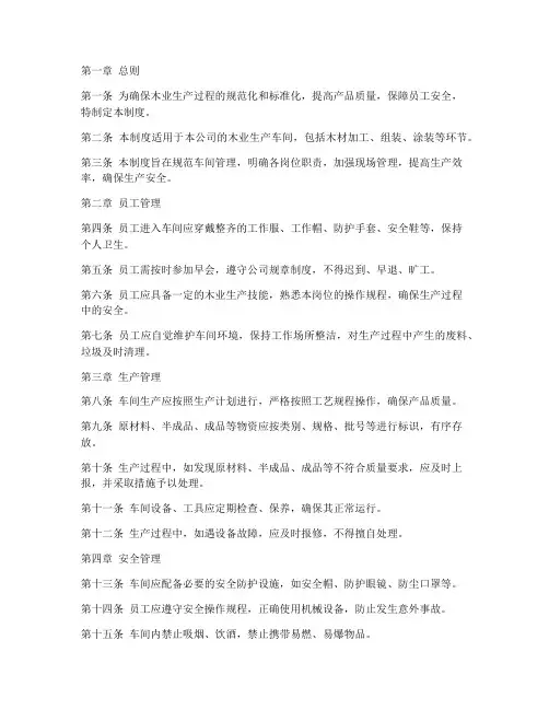 木业标准车间管理制度范本