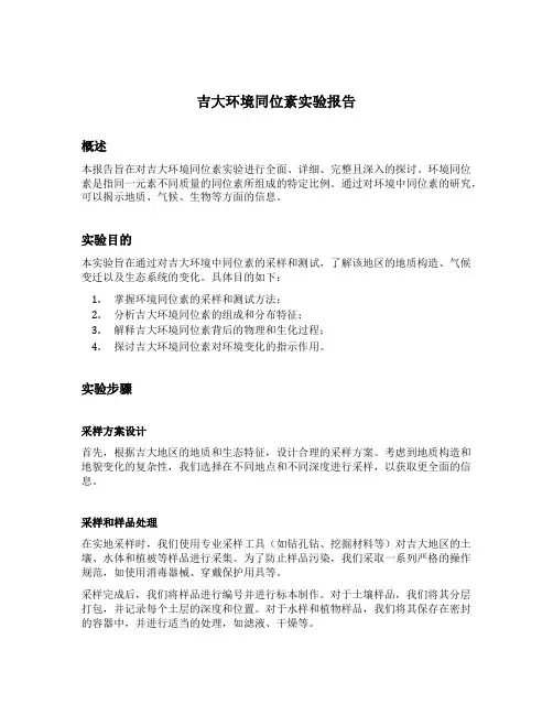 吉大环境同位素实验报告