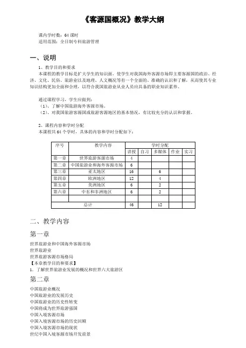 客源国教学大纲