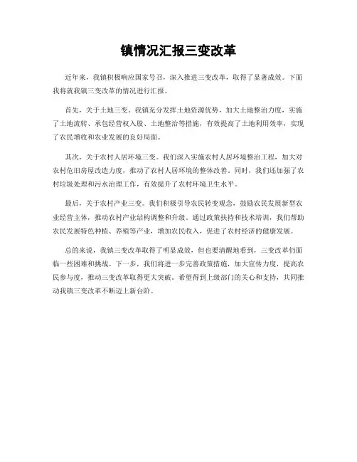 镇情况汇报三变改革