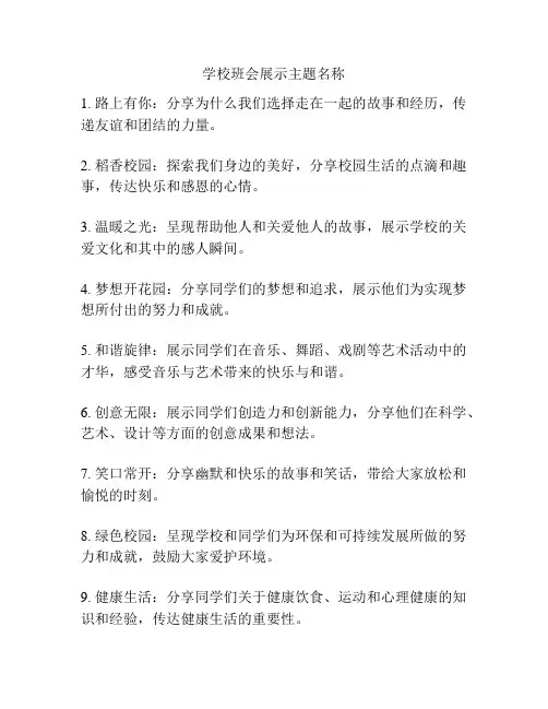 学校班会展示主题名称
