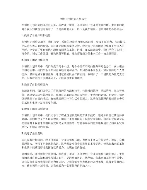 领航计划培训心得体会