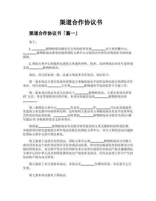 渠道合作协议书
