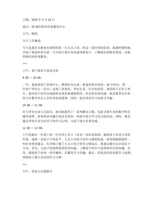教育咨询的实践日记