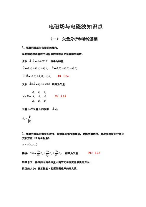电磁场与电磁波知识点 